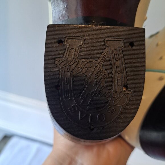 Mens Ostrich Imitation Western Rodeo Leather Boots white and‎ Blue Size 3.5 - Picture 11 of 16